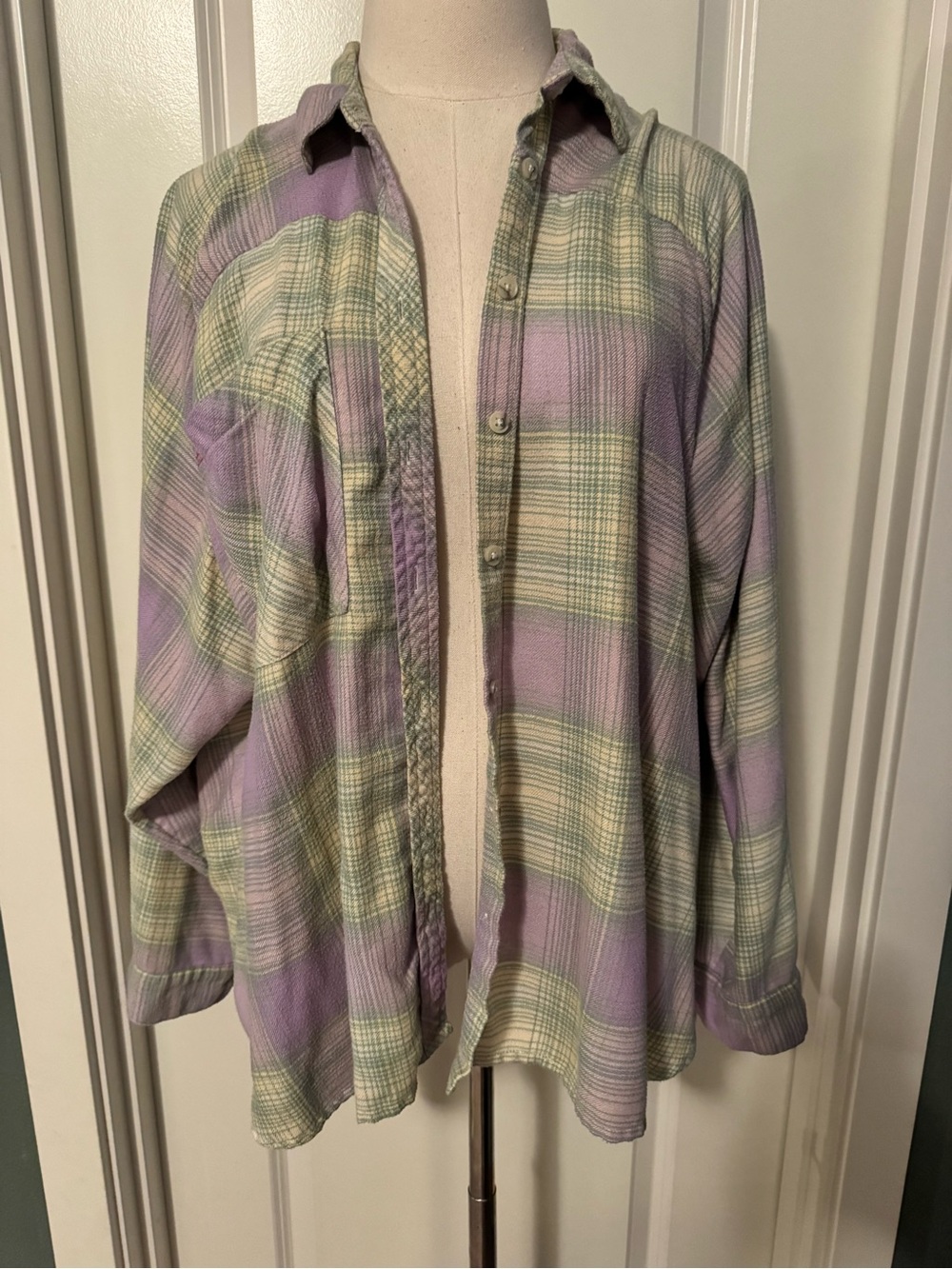 BDG Lavender & Cream Plaid Button-Down Shirt